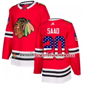 Adidas Maillot de Hockey Chicago Blackhawks Brandon Saad 20 2017-2018 Rouge USA Flag Fashion Authentic - Homme